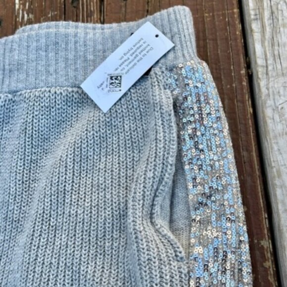 INC Women's NWT Sequined Ribbed Drawstring Jogger Pants Gray Knit Large MSRP $90 - Picture 6 of 14